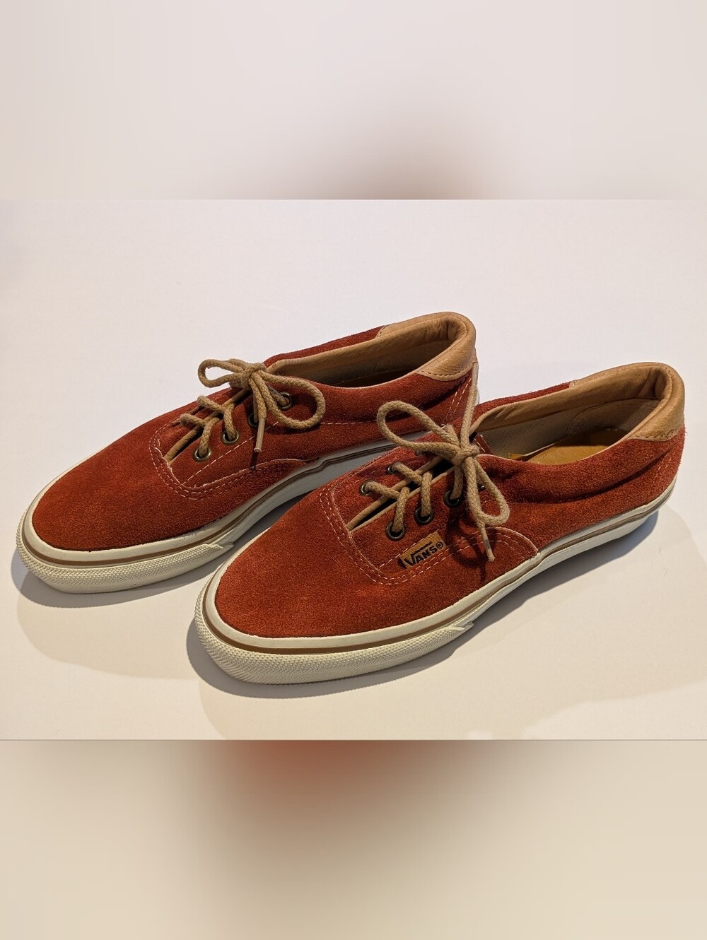 Vintage 80s Vans Era 59 Deadstock Suede Shoes Rusty Red - Size 7 1/2 - USA Made!